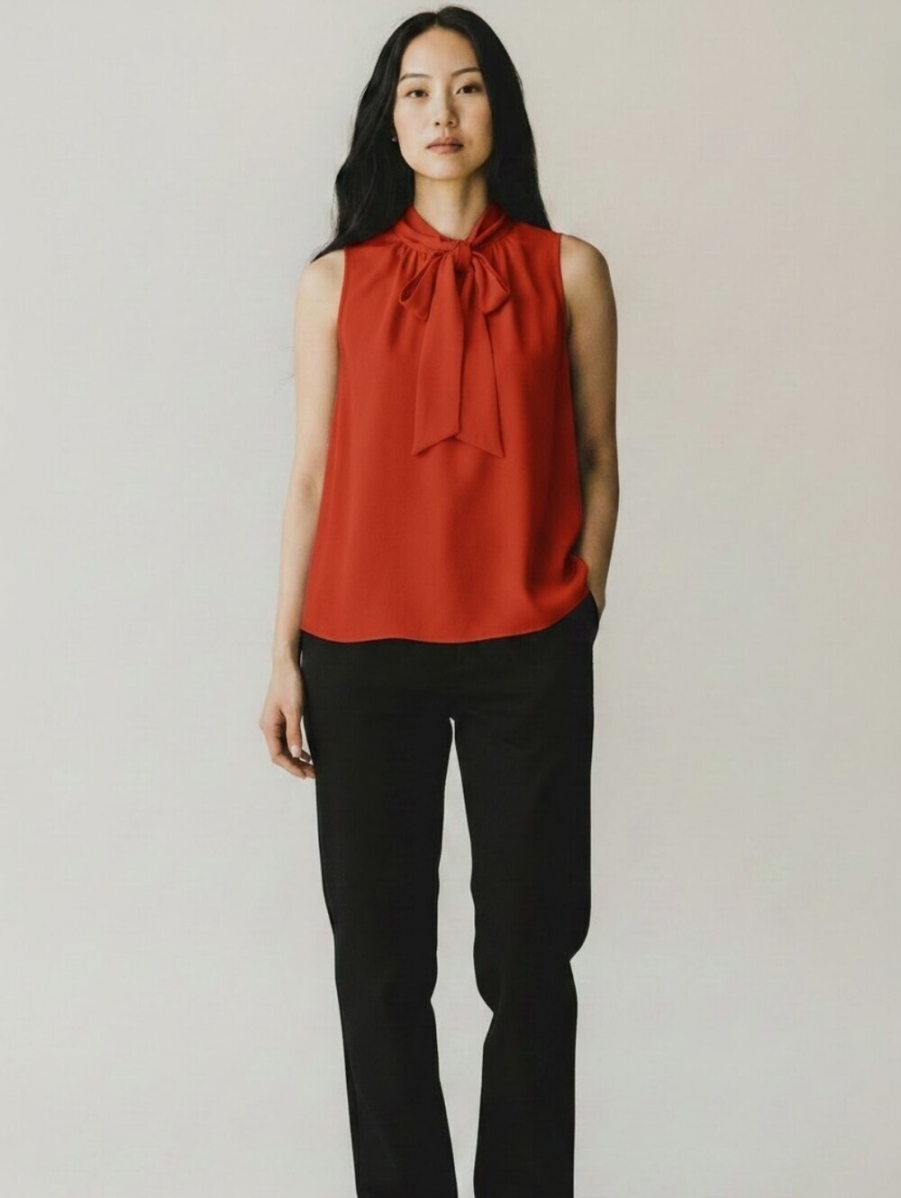 Ann Taylor Sleeveless Bow Tie Shell Top Blouse